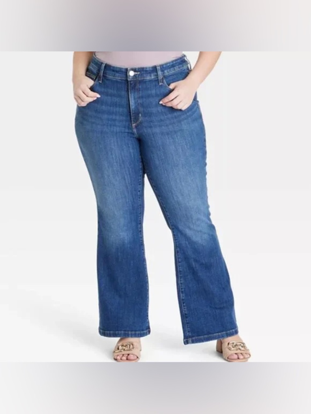 Ava & Viv High-Rise Relaxed Flare Jeans, Women, 26, Dark Wash